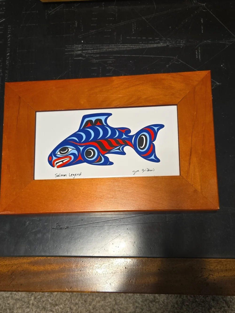 Alaskan Art  Salmon Legend  Blue & Red Box By Joe Wilson 11.50